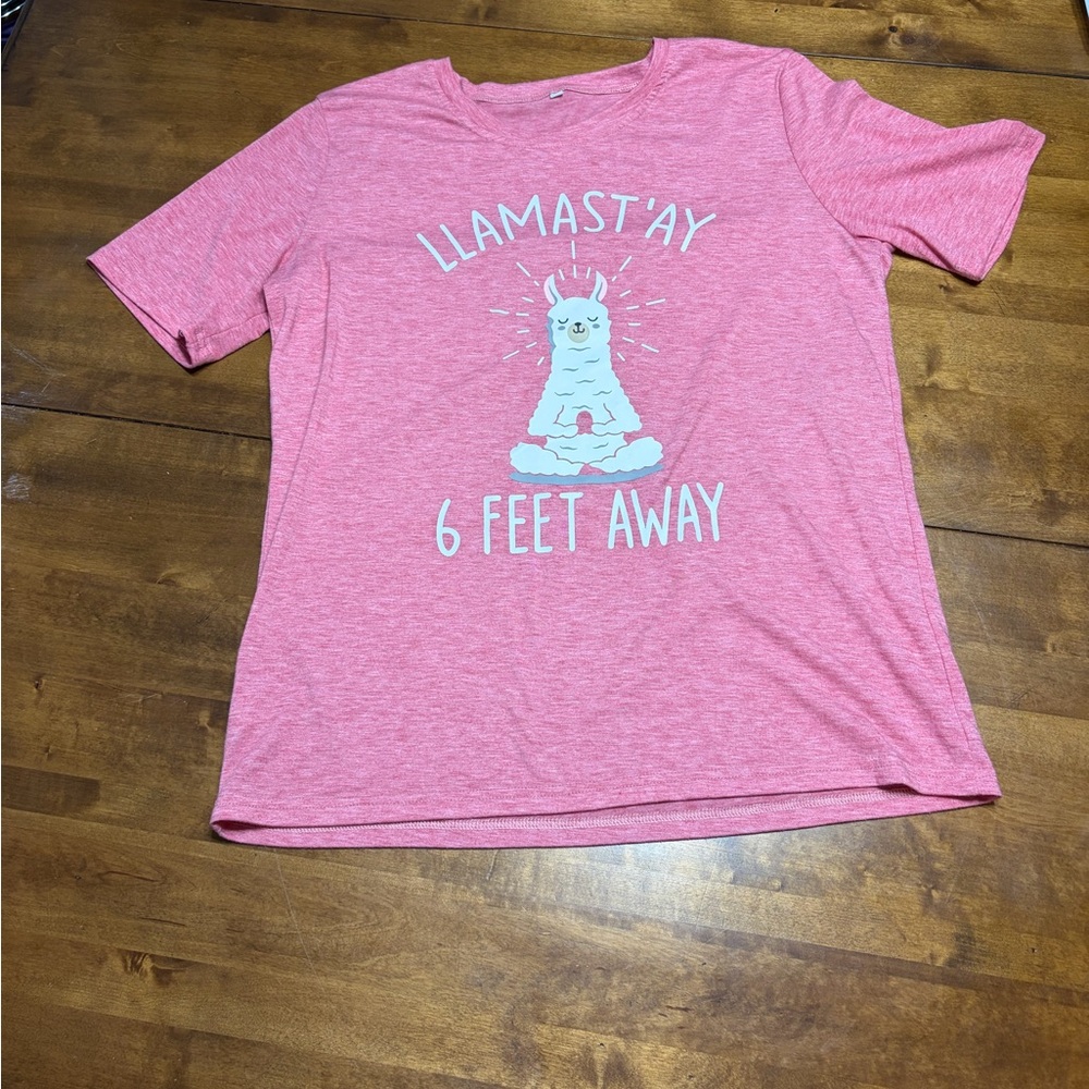 Pink Graphic Tee with Llama